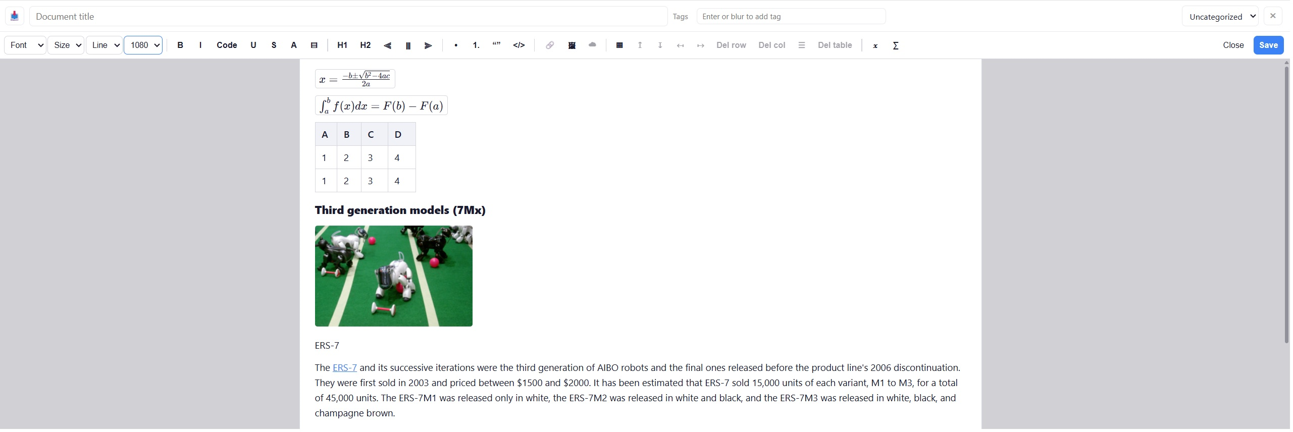 The Sagitnote document editor